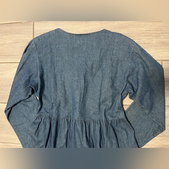 Miss & Mrs Vtg Women’s Blue Medium Denim Flower embroidery decor Dress - Picture 14 of 15